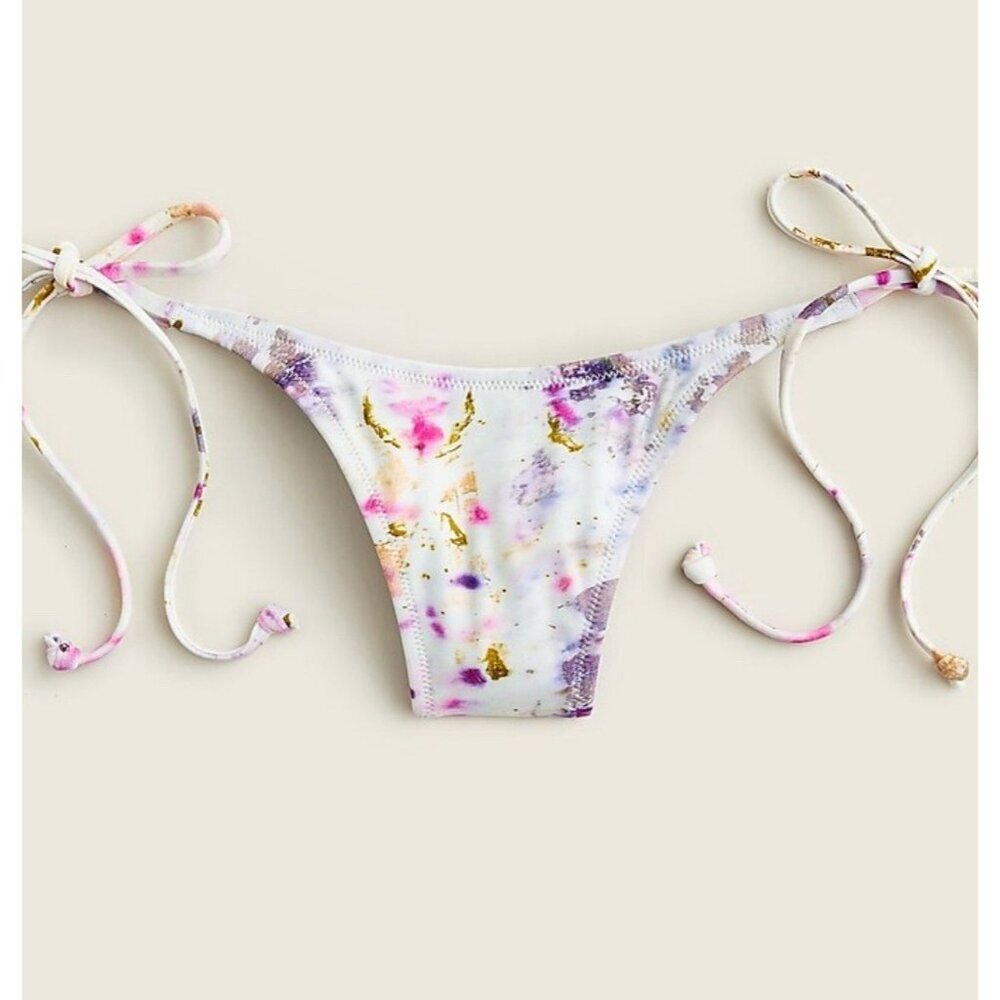 J.Crew Women's Flora Obscura Curved Waist Cheeky String Bikini bottom Size XXL